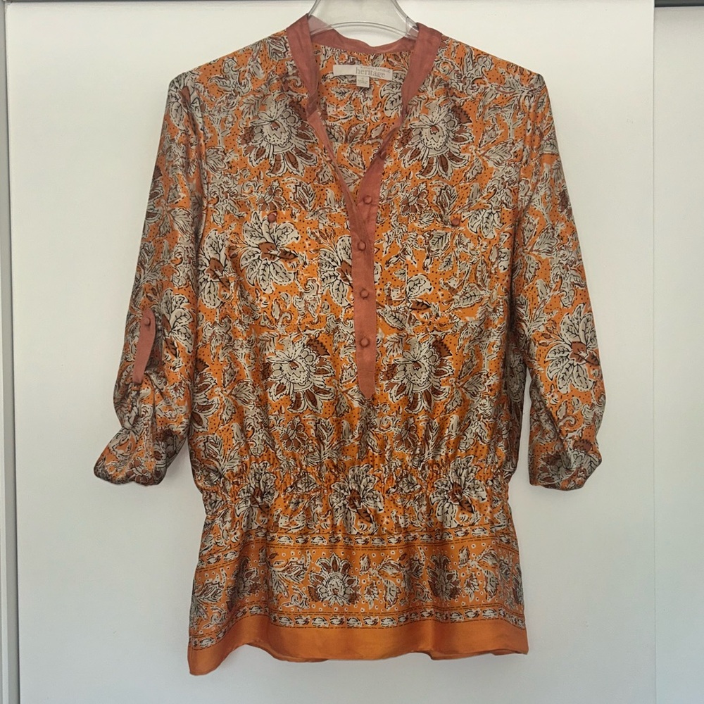 Banana Republic Heritage Orange Floral Top